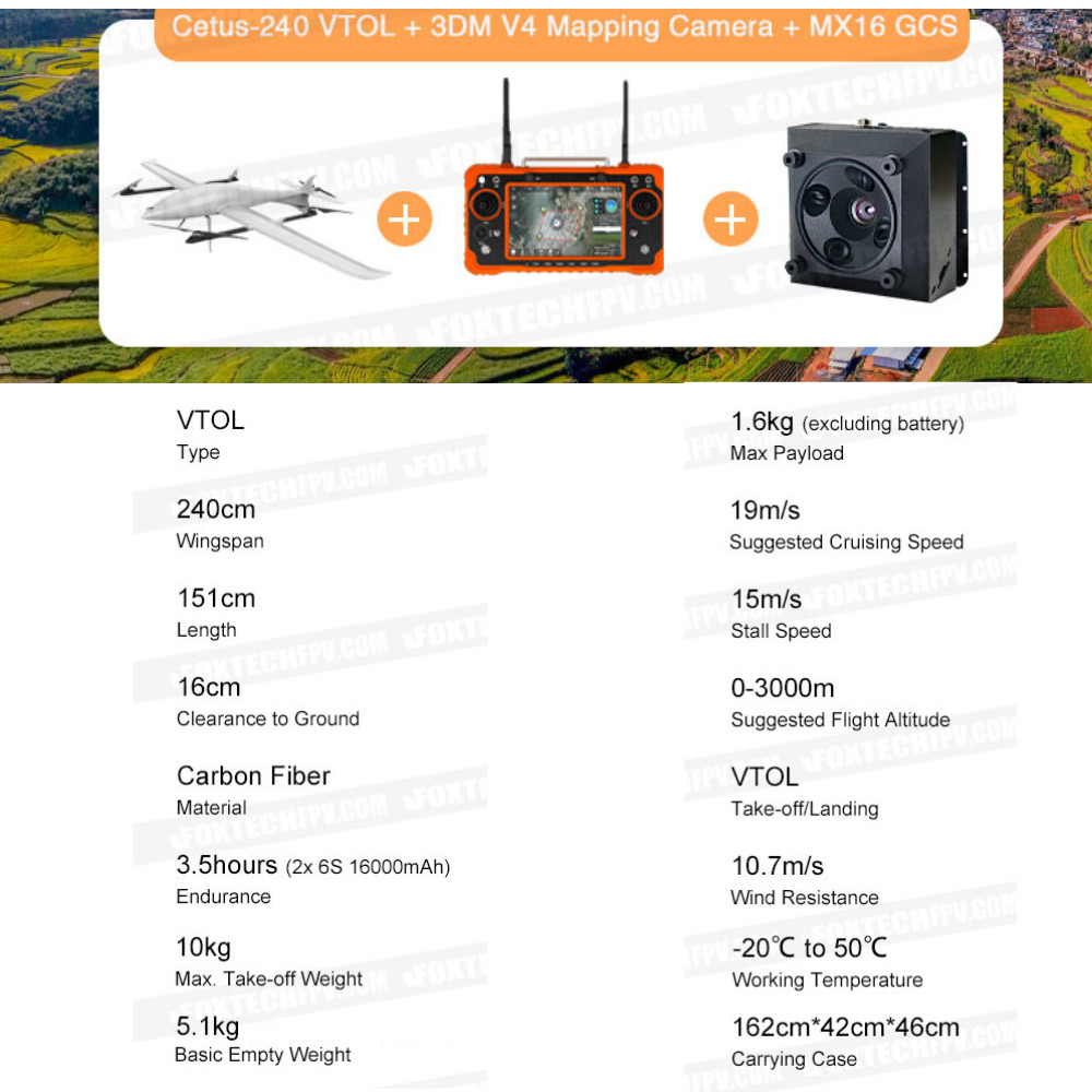 3.5hours Security Police Department Drone UAV Vertical Takeoff With Loudspeaker HXCETUS-240