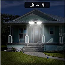 outdoor Solar Motion flood lights Auto On at night in 10% brightness
