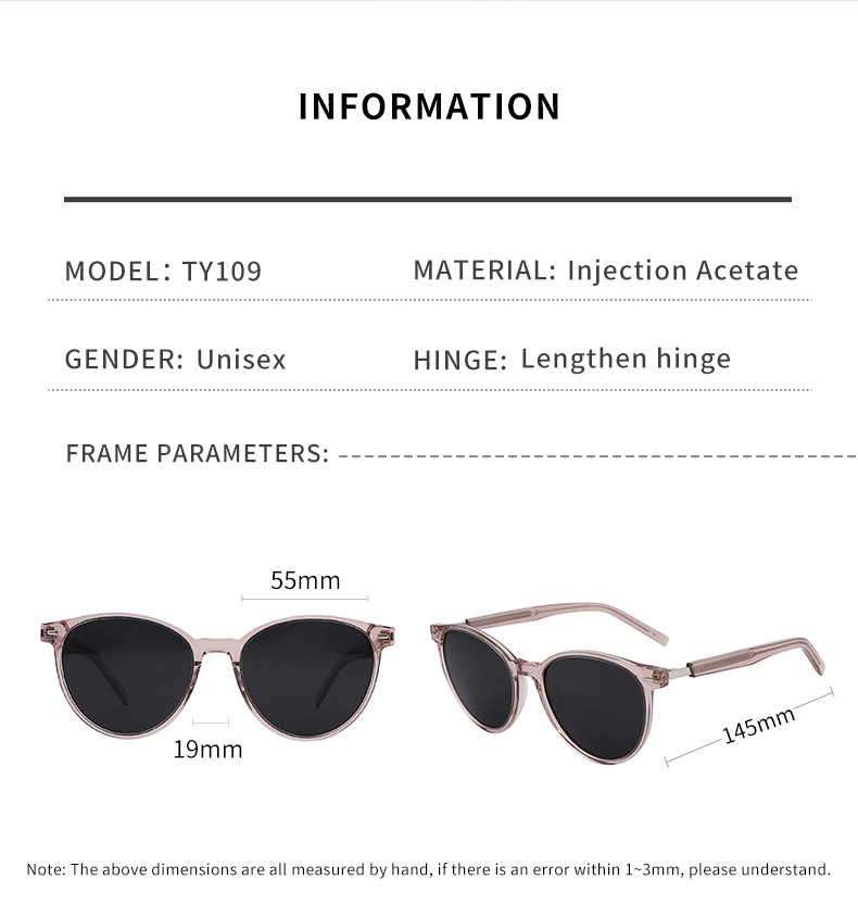 Acetate Frame Round Reading Sunglasses UV Protection OEM With Spring Hinge