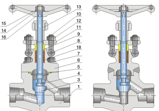 Metal Seat Forged Steel Globe Valve Handwheel Operated J11H CL800 SW / NPT