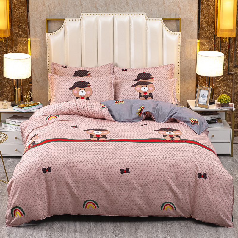 Reactive Printing Luxury 4pcs Bedding Set for Customized Single Double Queen King Size