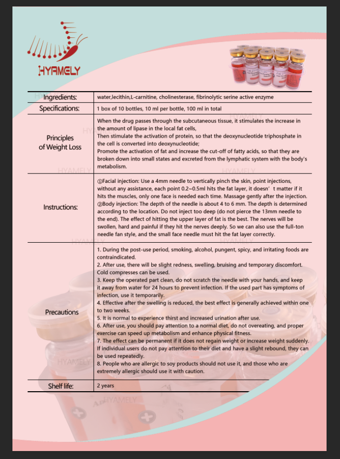 Removing Body Fat Injecting 10ml Hyamely Lipolytic Solution Thin
