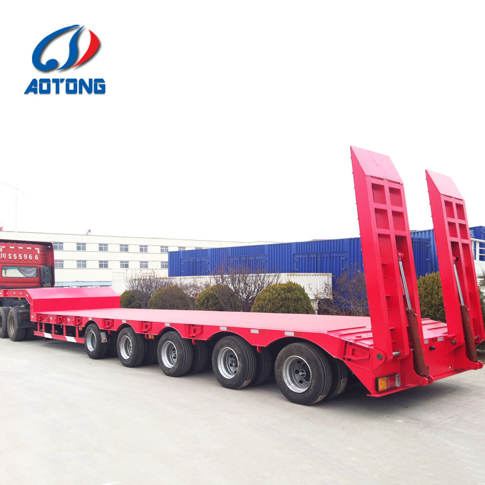 2 Axle 28 Tons Lowbed Lowboy Truck Trailer Semi Trailer for Heavy Equipment Transport
