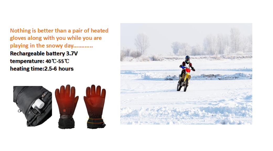 Windproof Rechargeable Heated Gloves Polyester 2200mAh