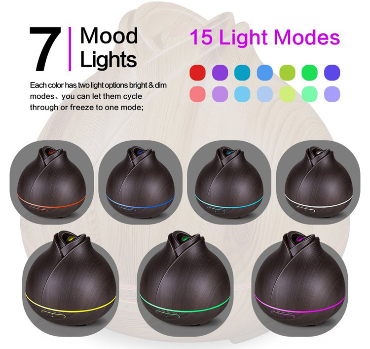 Cool Mist 400ml Wood Grain Ultrasonic Aroma Essential Oil Diffuser for Office Bedroom
