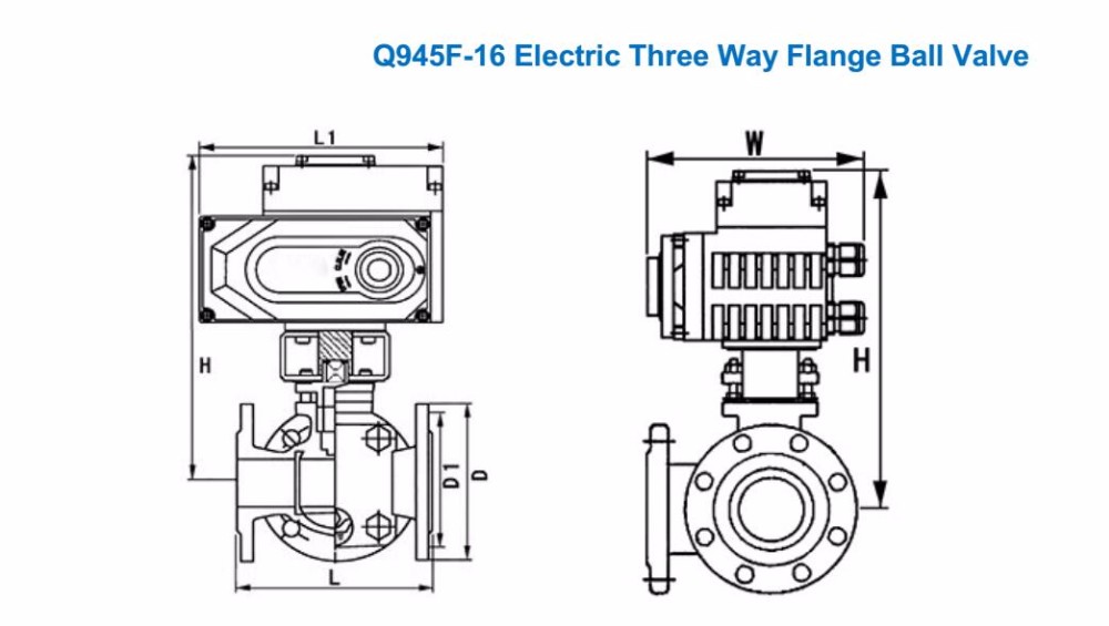 Stainless Steel Sanitary 3 way flange Electric Motor Ball Valve