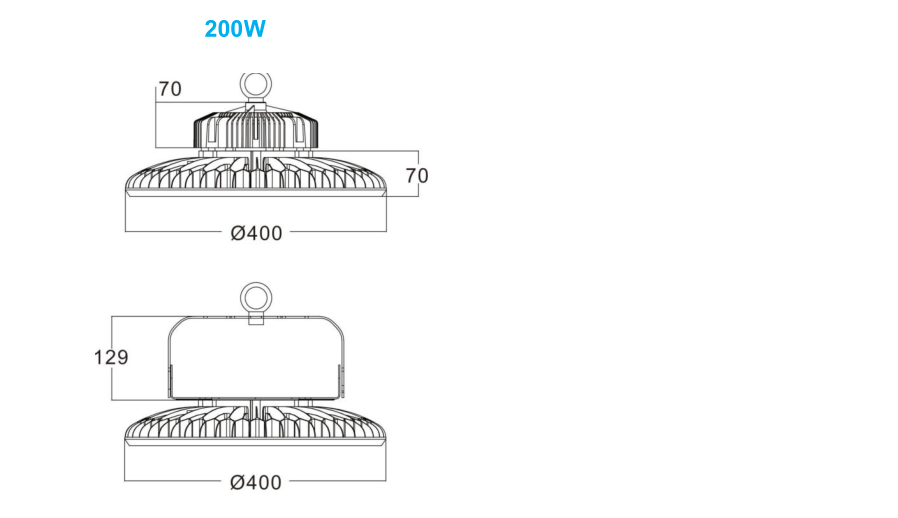 Explosion Proof 200w Led High Bay Lights 24000 Lm IP65 Ufo Warehouse