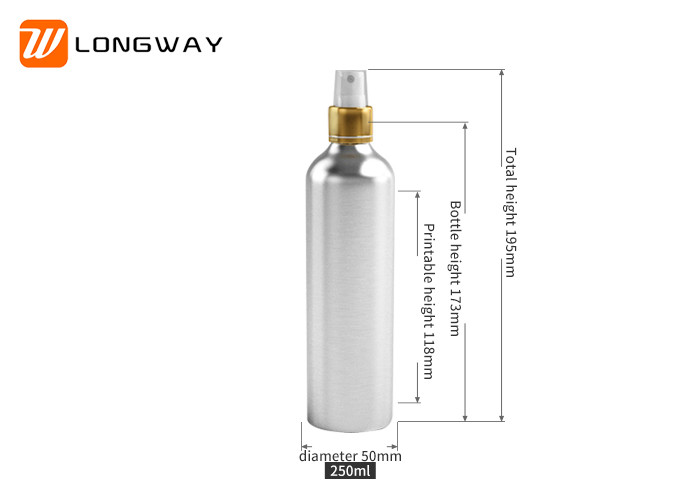 matte or glossy aluminum cosmetic containers 250ml bottle with spray head
