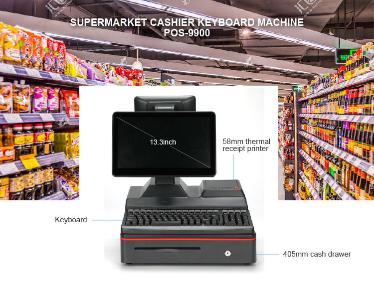Supermarket Cash Register Equipment with Not Touch Screen Type Black Color