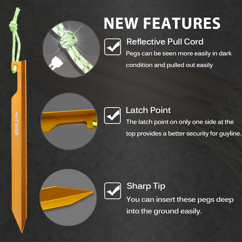 Geertop 7075 Aluminum Pegs Outdoor Camping Accessories