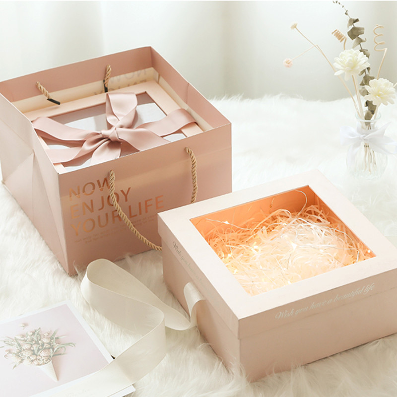 Spot UV Cardboard Flower Presentation Boxes With Lids UV Varnish
