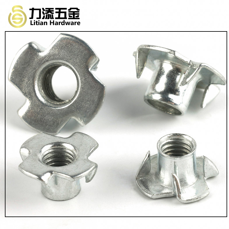Tee nuts toothed 4 prong spring nuts T-Nut sliding drop slot four claw M6 din1624