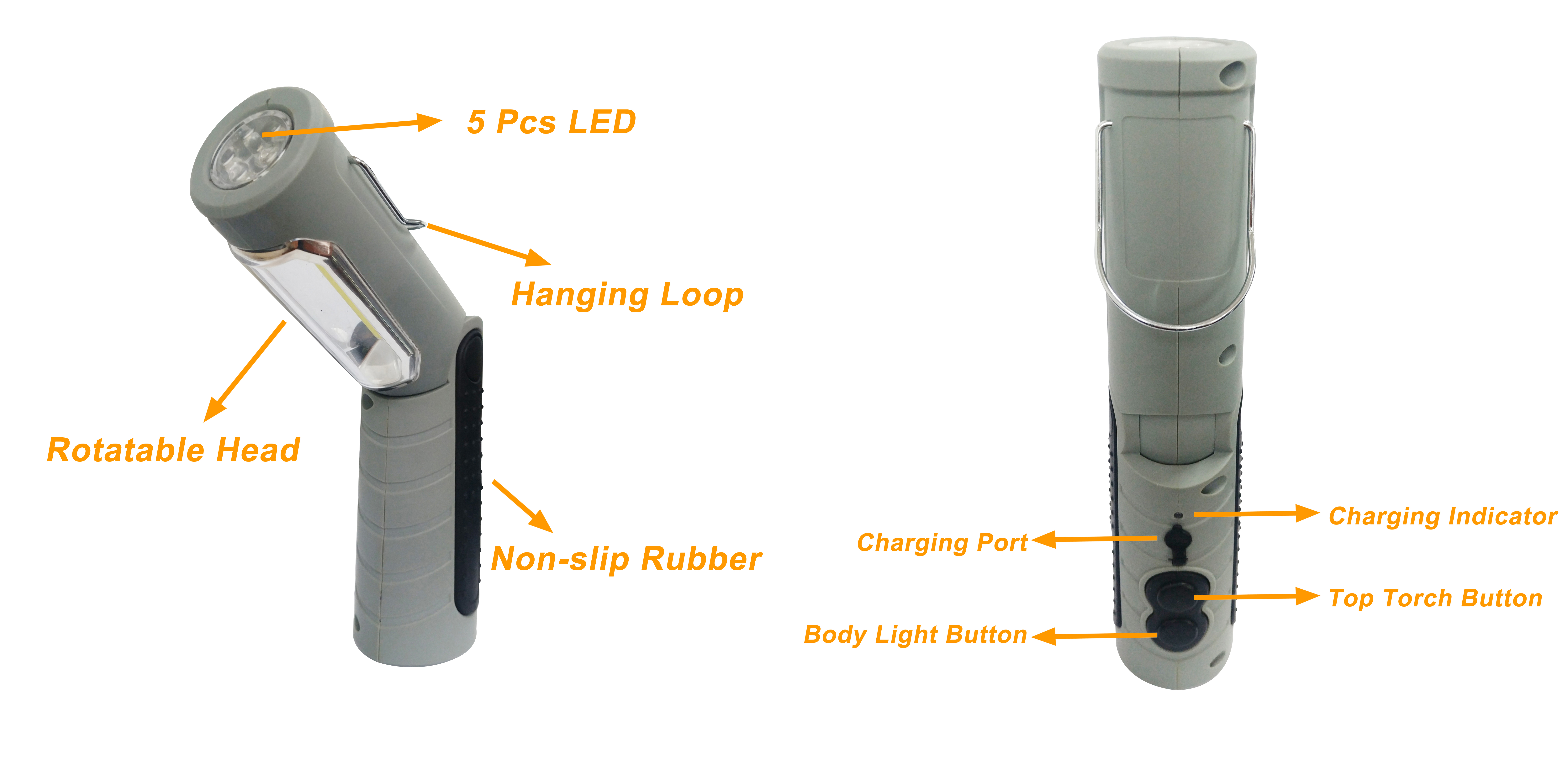2500 Lumen Handheld Work Lights , Vehicle Charger EMC Ceritfied