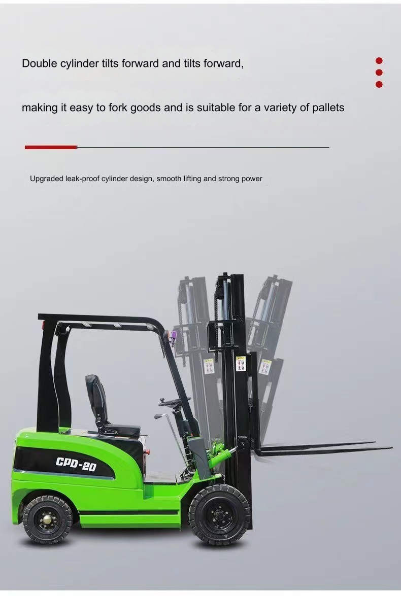 Custom Cordless 2 Ton Electric Forklift With 3 Stage Mast Forklift Truck Electric