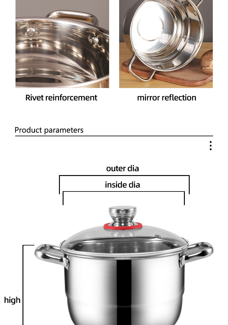 Multi-function Silver Kitchen Cookware Cooking Pot Set Stainless Steel Soup & Stock Pots Sets With Stainless Steel Handle