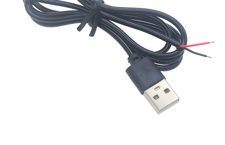 High Quality 5V USB 2.0 A Male to Open Stripped Bare 2pin Wires End Pigtail Cable for LED Light Strip Lamp