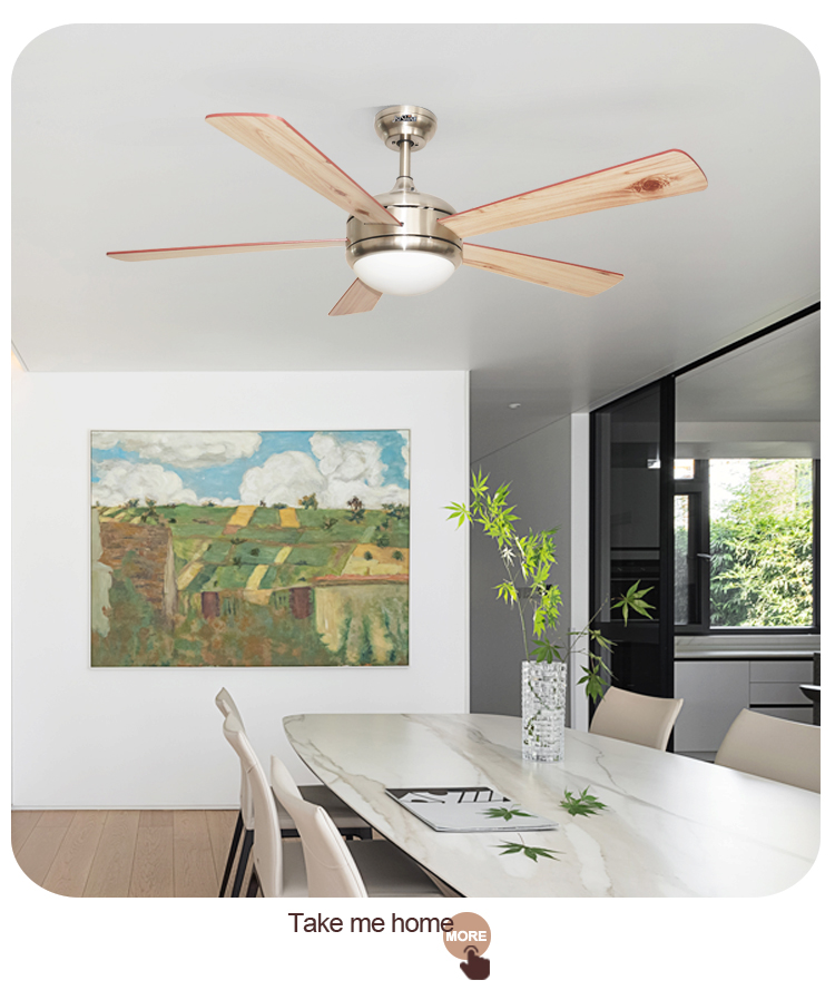 110-240V Ceiling Fan with Light and Remote Home Decoration Copper Motor 5 MDF Blades
