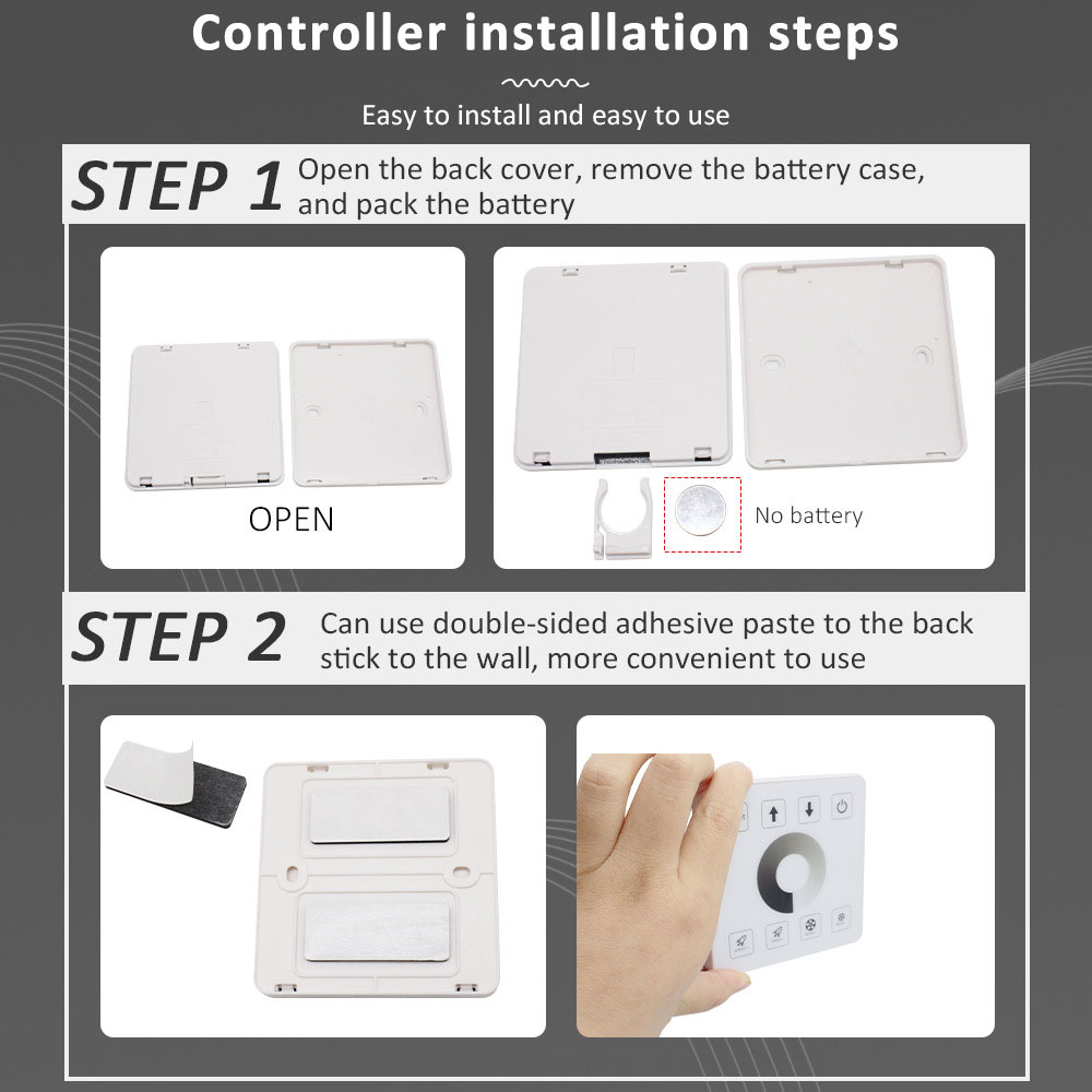 Wireless RF Touch Panel LED Light Controller for Monochrome Two-Color and RGB Lights