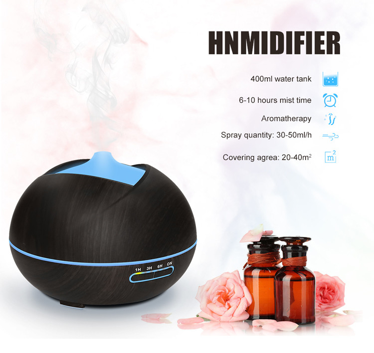 400ML Wood Grain Aromatherapy Diffuser Ultrasonic Air Humidier Mist Maker