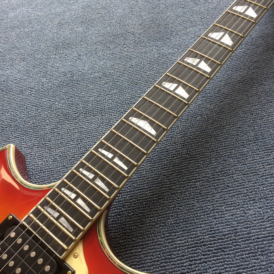 Custom Grand Solid Mahogany Body Electric Guitar in Cherryburst and with Gold Hardware