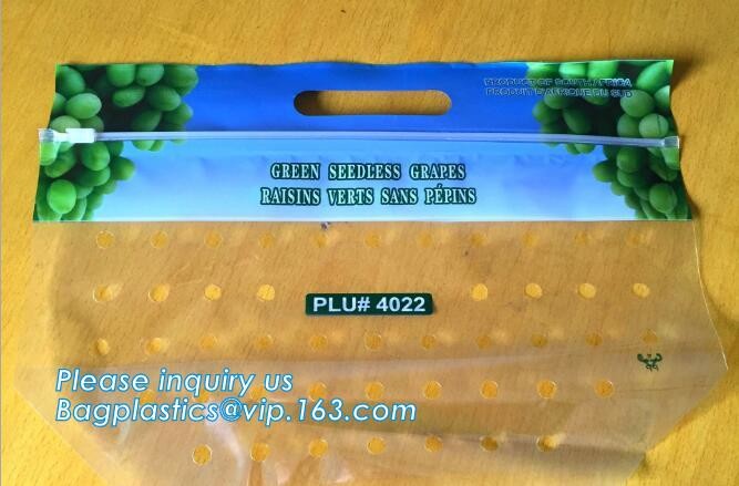 waterproof slider zipper plastic bags zip food packing bag, fresh fruit packaging bag with zipper, slider zip lock grape