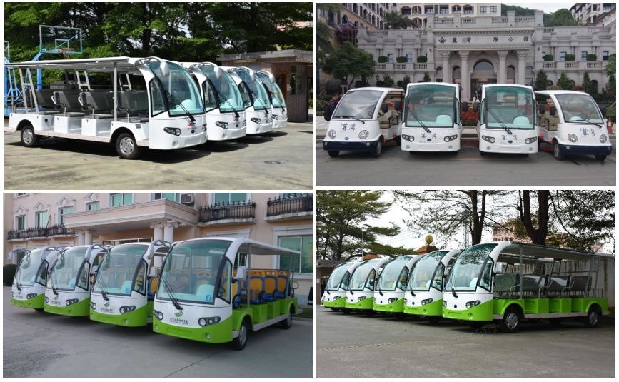 White 14 Passenger Electric Sightseeing Car AC Motor / Electric Tour Bus