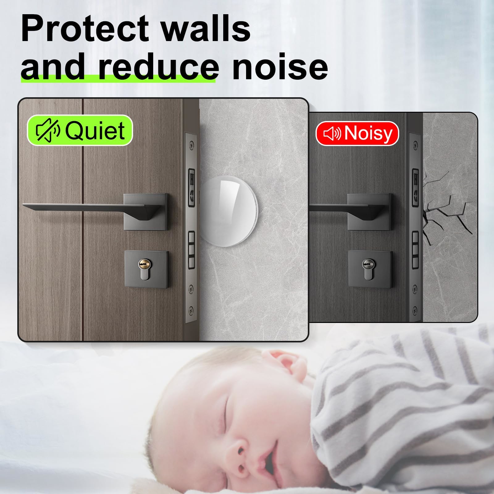 Wall Door Handle Stopper Door Knob Wall Shield Transparent Round Silicone Guard Door Stopper Wall Protector