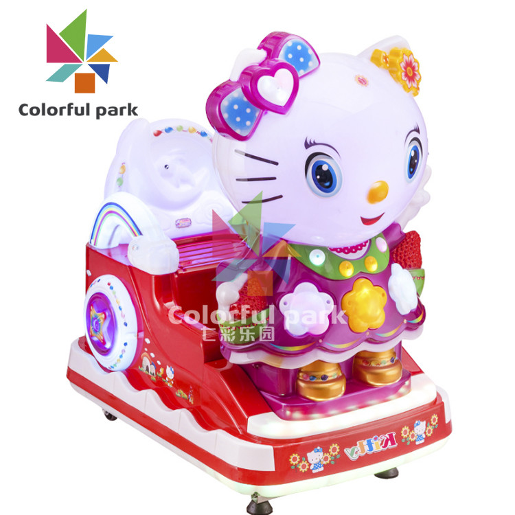Funny Coin Operated Kiddie Ride Vintage Kitty Themed 220V Samsung Display