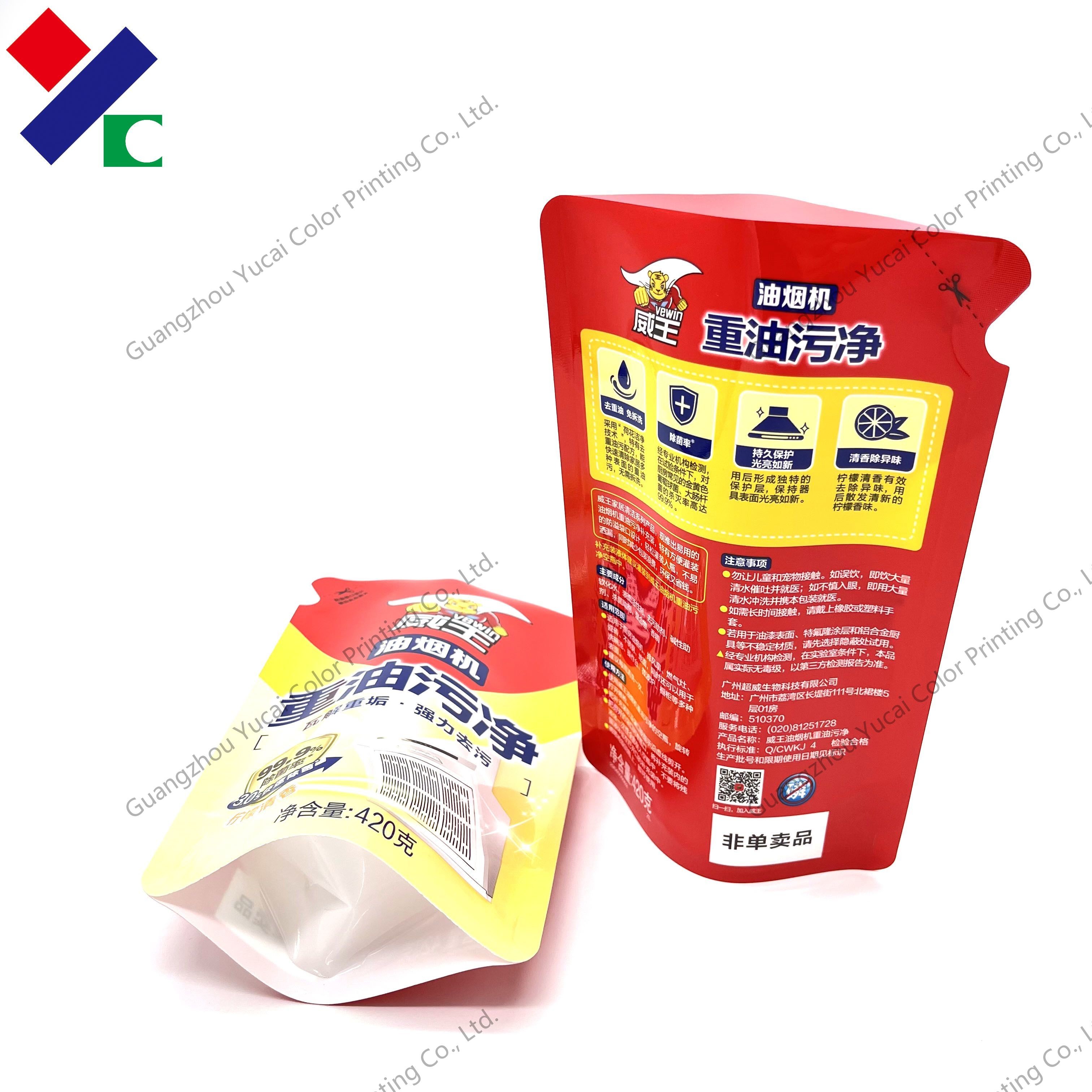 CMYK Stand Up Zipper Pouch With Spout For Laundry Detergent 420g