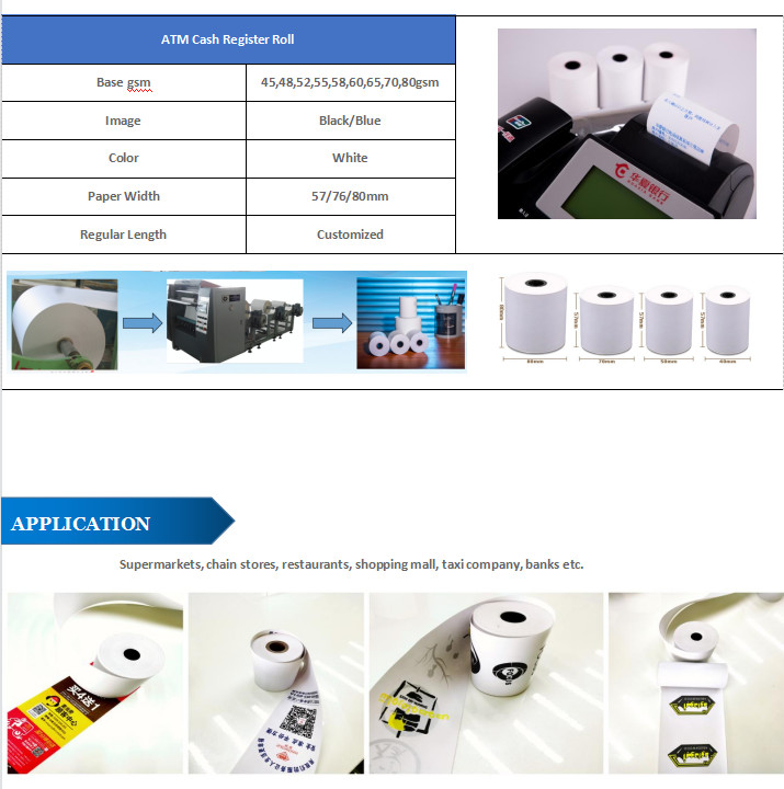 BPA Free 45GSM Shipping Label Thermal Paper Jumbo Roll 54um