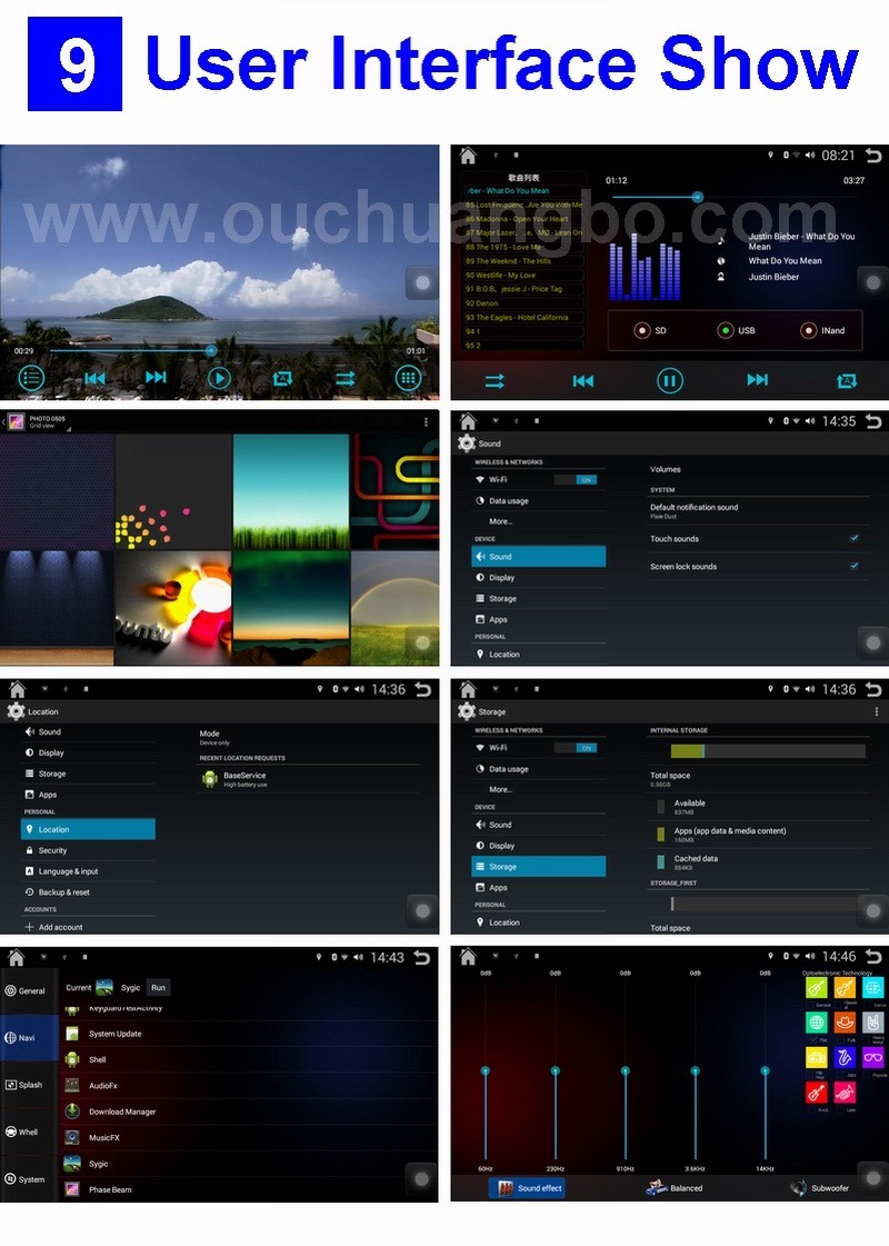 Ouchuangbo car radio dvd for android 4.4 SGMW Baojun 330 support Quad-Core bluetooth gps navigation system