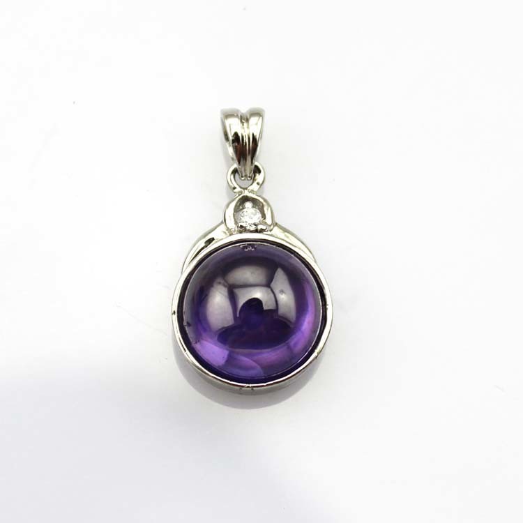 Women Jewelry 12mm Round Amethyst Cubic Zircon Pendant Enhancer (YAQ002)