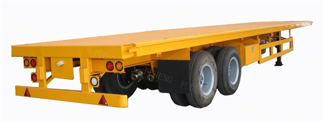 3 Axle 40 Ton Flatbed Container Trailer 40 Feet Semi Trailer With Bogie Axle
