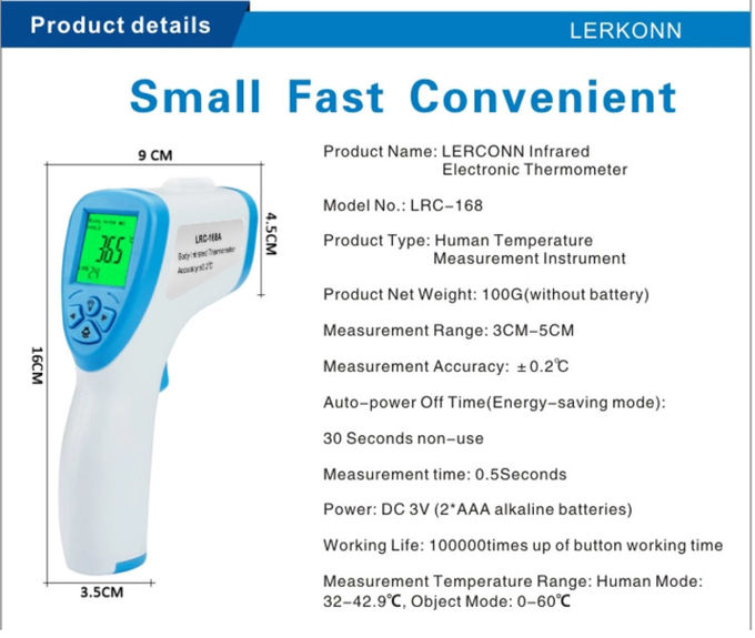 Body Digital Gun 0.1℉ Non Contact Infrared Forehead Thermometer