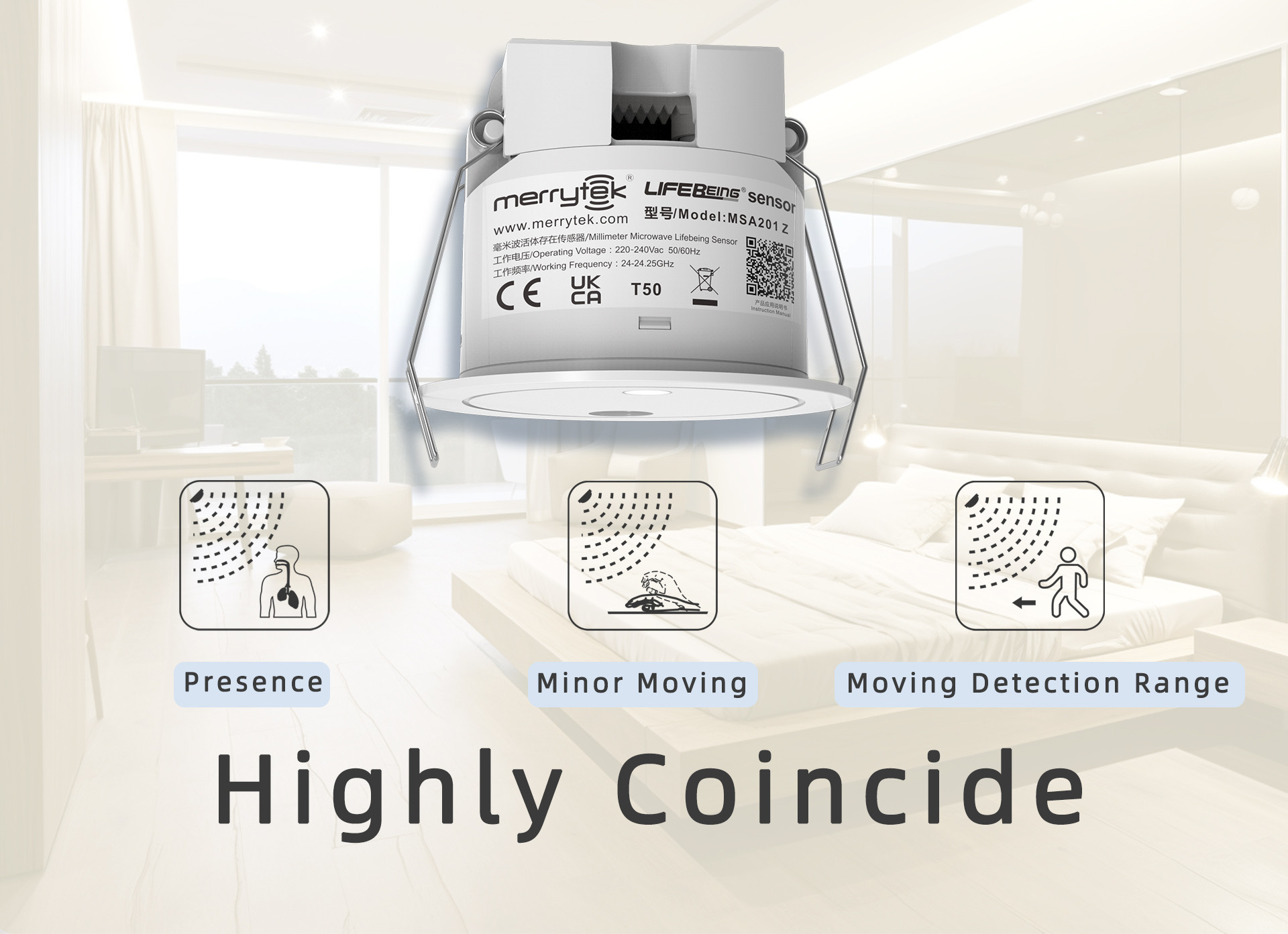 Recessed Mounted 24GHz Lifesnor Sensor Built In Tuya ZigBee Wireless Module MSA201 Z