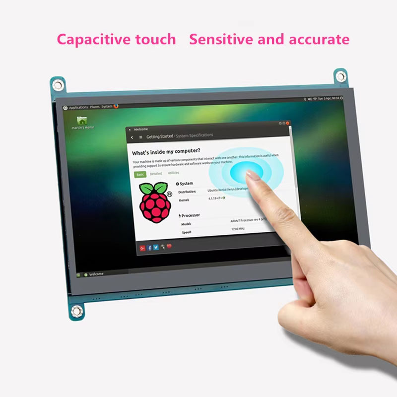 5 Inch 800x480 HDMI Touch TFT Display 400 Cd/M2 Raspberry Pi LCD Display