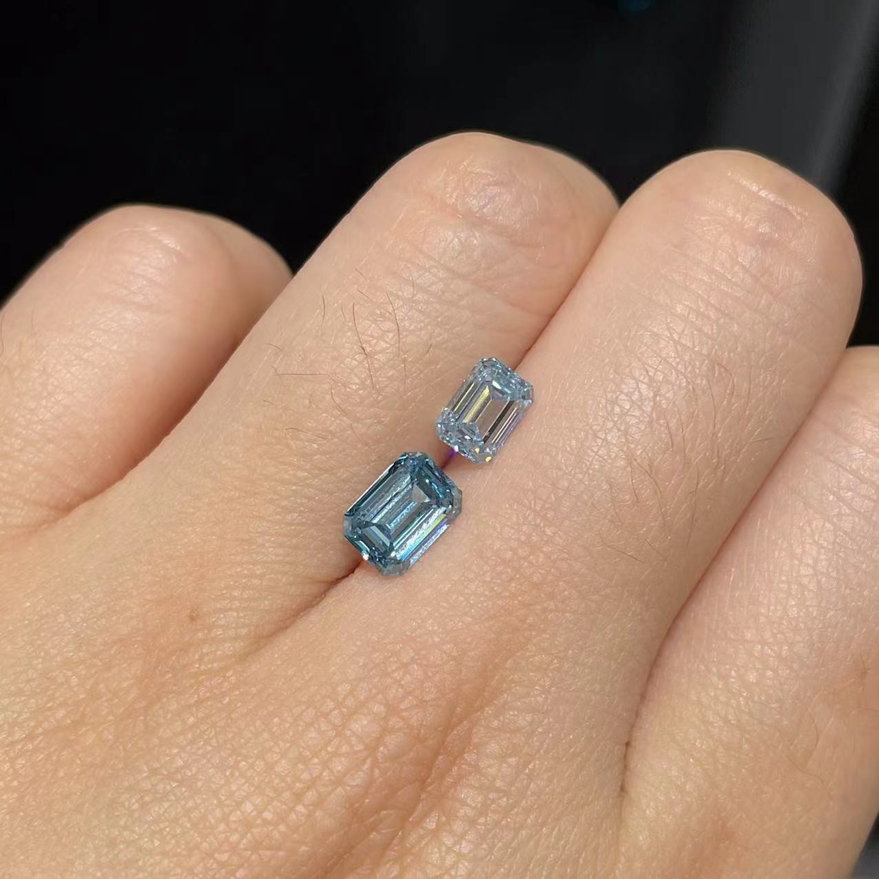 Fancy Intense Color Loose Lab Grown Blue Diamonds Emerald Cut