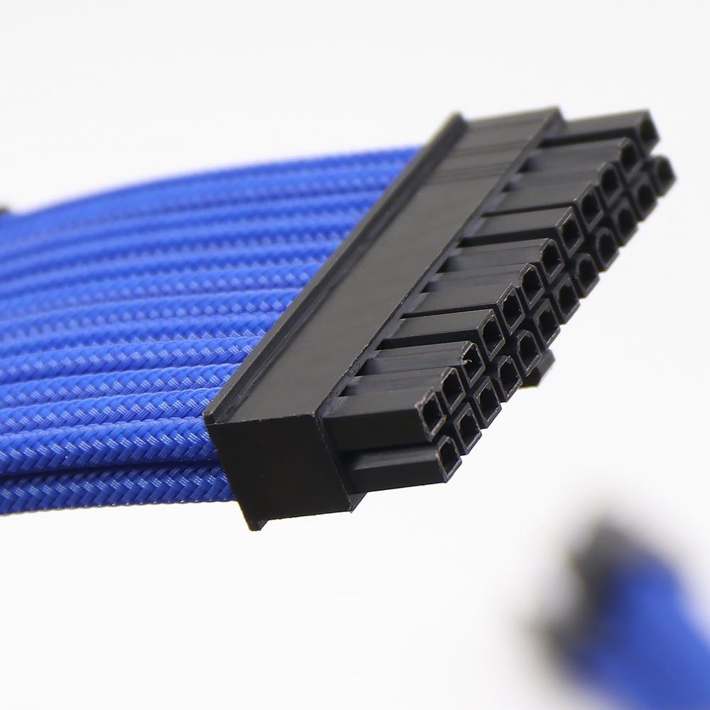 PSU Cable Extension Male To Female Sleeved Cable Extension Kit 18AWG 30cm For Computer Power Supply Cable Black/White