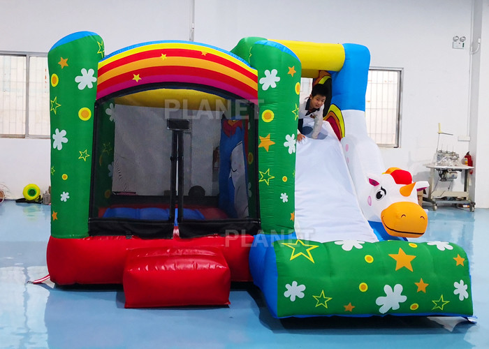 3.55*3.3*2.5m Inflatable Sports Games / Inflatable Unicorn Bouncer With Slide