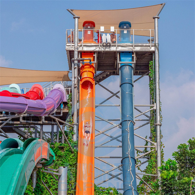Water Park Twist Aqua Drop Water Slide Fiberglass With A Launch Capsule Start