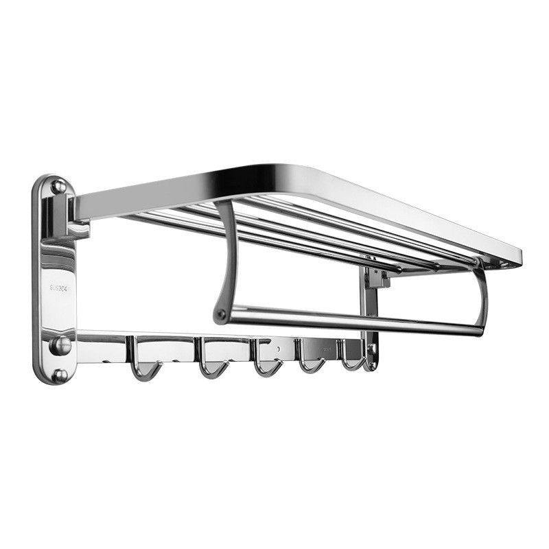 Rustproof Bathroom Towel Rack Double Towel Rack Shelf Wall Mount Shelf