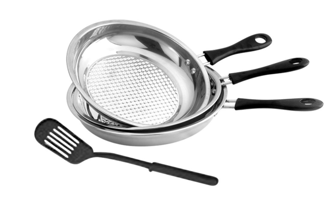 Food Grade 410 # Stainless Steel Non Stick Frying Pan Surface Mirror Polish
