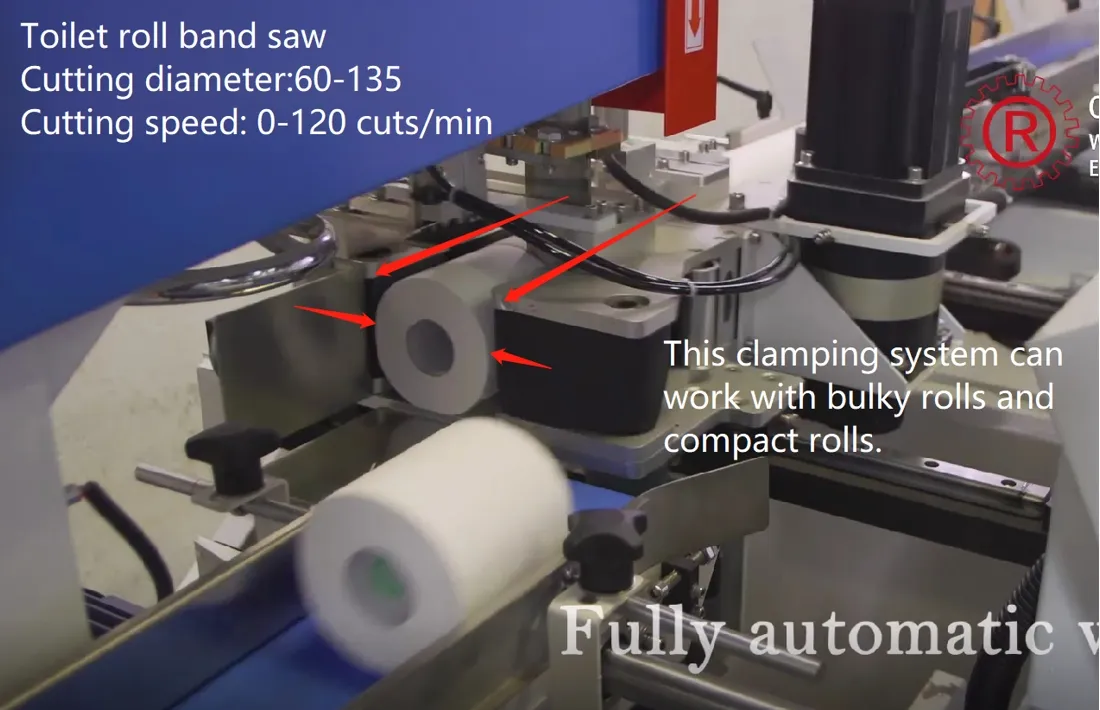 Toilet Roll Paper / Kitchen Towel Automatic Band Saw Cutting Machine With Grinding Wheel