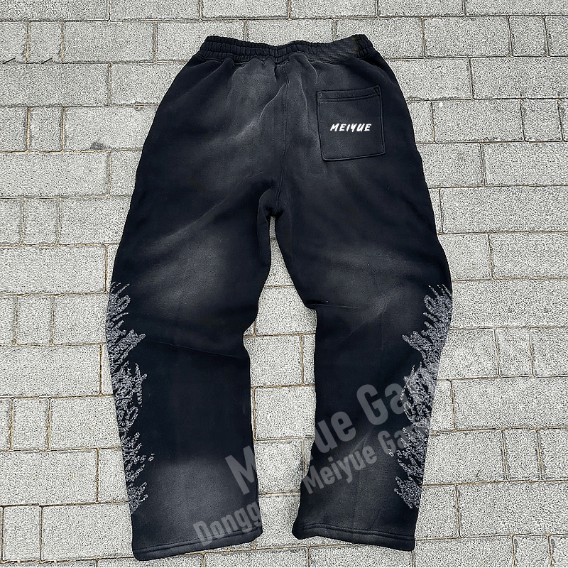 Custom Mens Joggers Wide Leg Flare Baggy Stacked Acid Washed Sweatpants Men Casual 100% Cotton Sweat Pants Trousers for Men