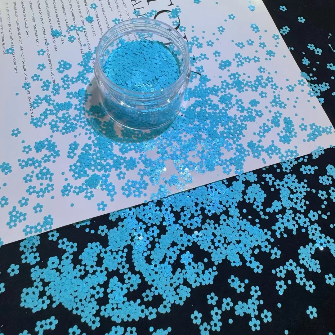Polyester Plum Blossom Flowers Nail Art Glitter Sequins Acrylic Powder Star Heart Bulk Bagged Minimum 1kg with 3mm Sequins