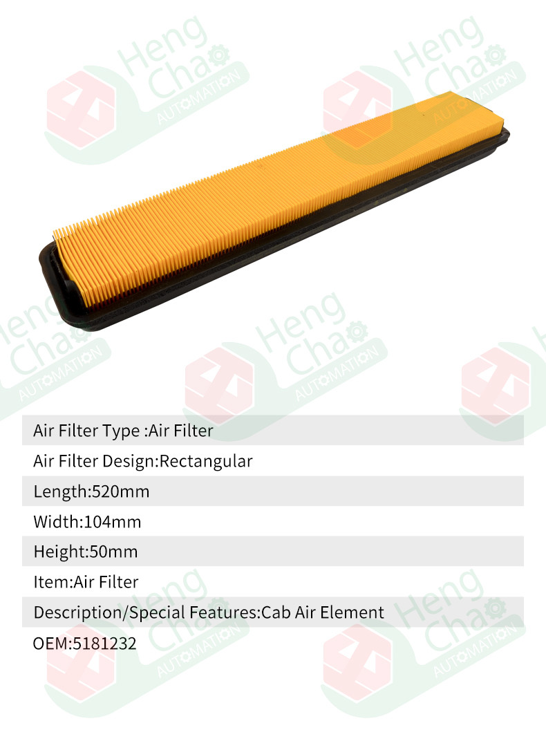 520mm Length Rectangular Cabin Air Filter 5181232