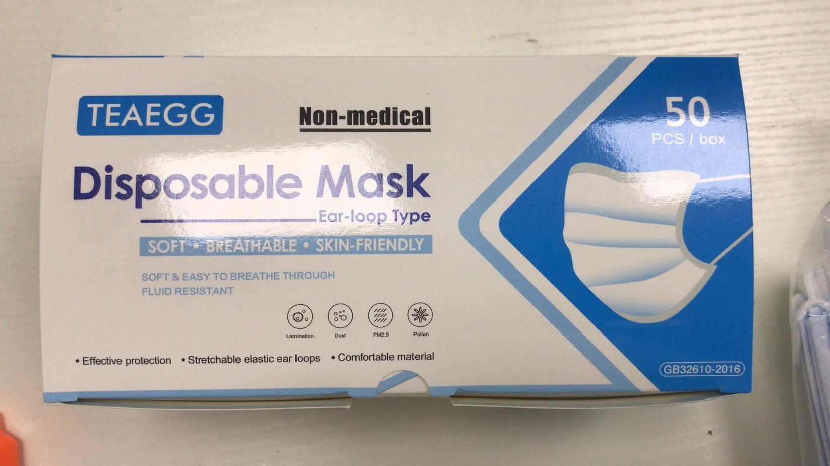3 Ply Disposable Earloop Face Mask, Meltblown Non Woven Fabric 7.5cm*9.5cm