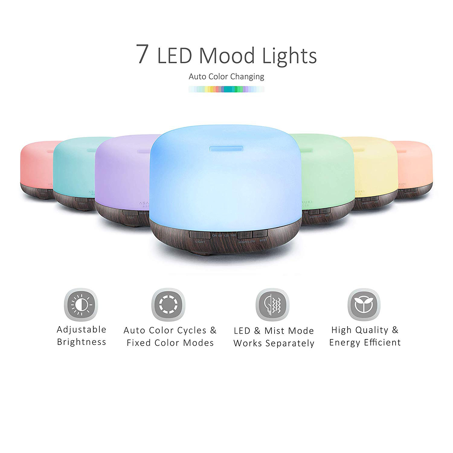Ultrasonic Wood Grain Aromatherapy Diffuser Waterless Auto Shut Off Air Humidifier
