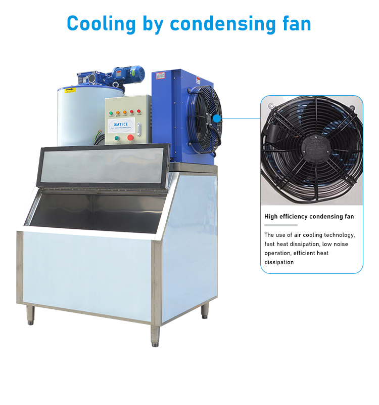 Fresh Keeping Industrial Flake Ice Maker 1.5 Tons Large Capacity And High Reliability