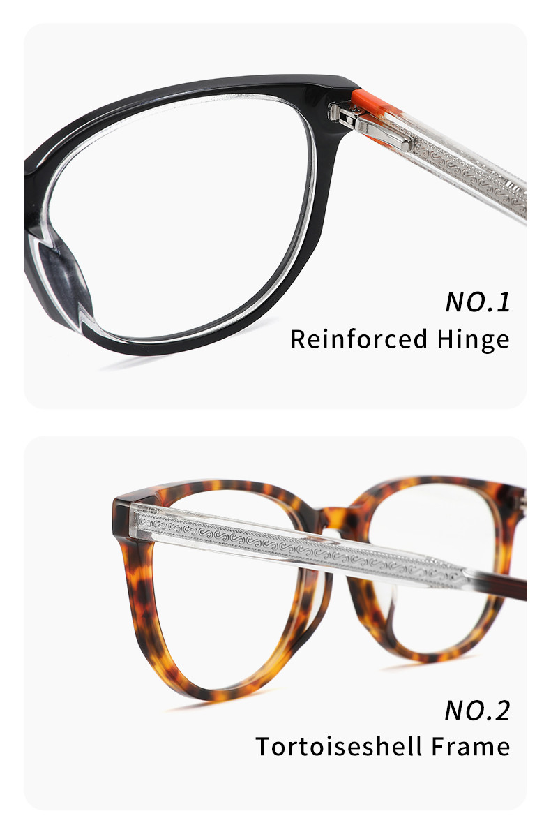 Retro Eyeglasses Unisex Round Acetate Glasses Non Prescription AC Lens